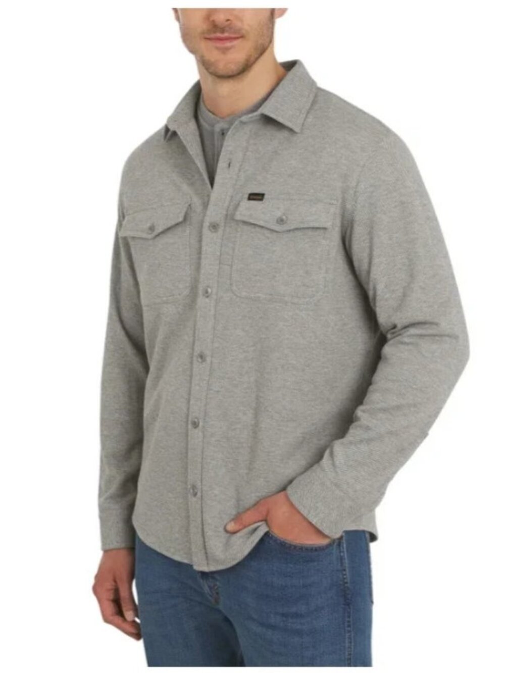 Wrangler Mens Size XL Gray Stretch Brushed Stretch Knit Flannel Shirt NWT